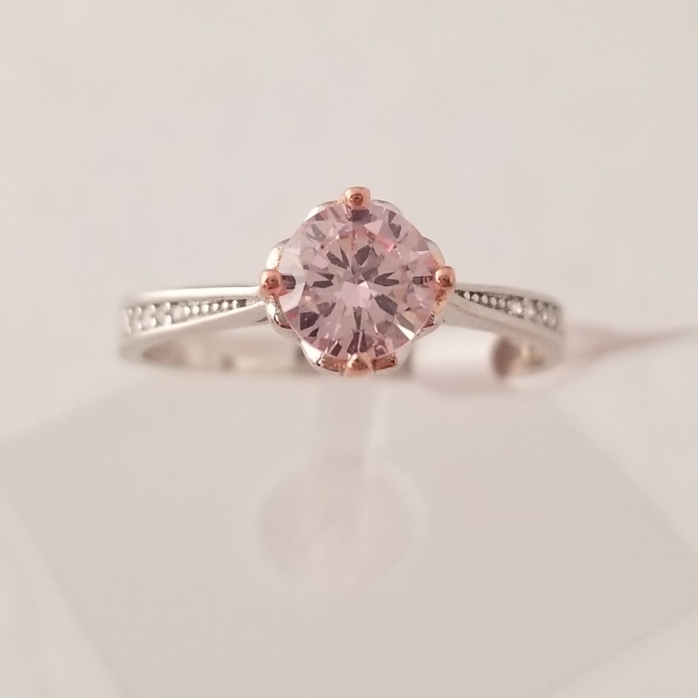 Sterling Silver 1ct Pink Solitaire - Picture 1 of 8